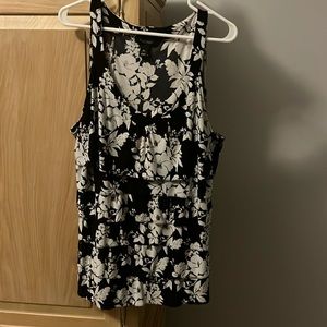 WHBM black and white floral layered tank top
